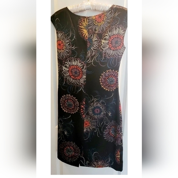 THE LIMITED Navy Floral Scoop Neck Fitted Dress Cap Sleeves Sz Sm - Picture 2 of 4